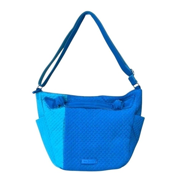 Vera Bradley Hadley On-The-Go Bag Bahama Bay Turquoise 2-Tone Quilted EUC - Picture 1 of 13